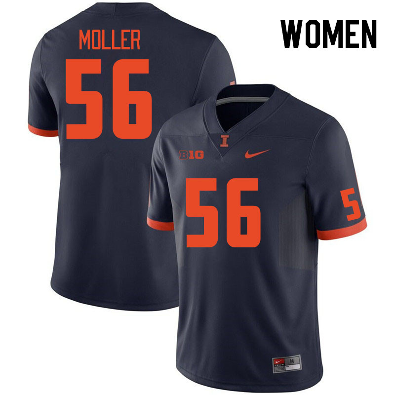 Women #56 Magnus Moller Illinois Fighting Illini College Football Jerseys Stitched Sale-Navy